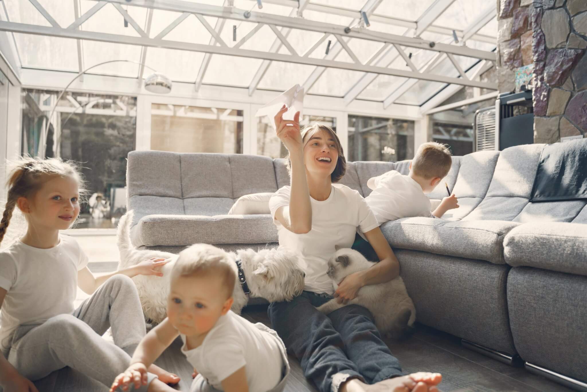 Family enjoying time at home